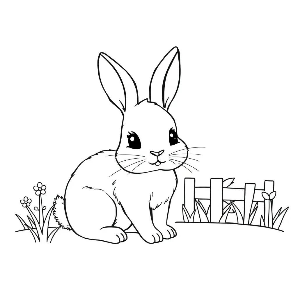 Konijn Natuur Schattig Dieren Bos coloring page for children