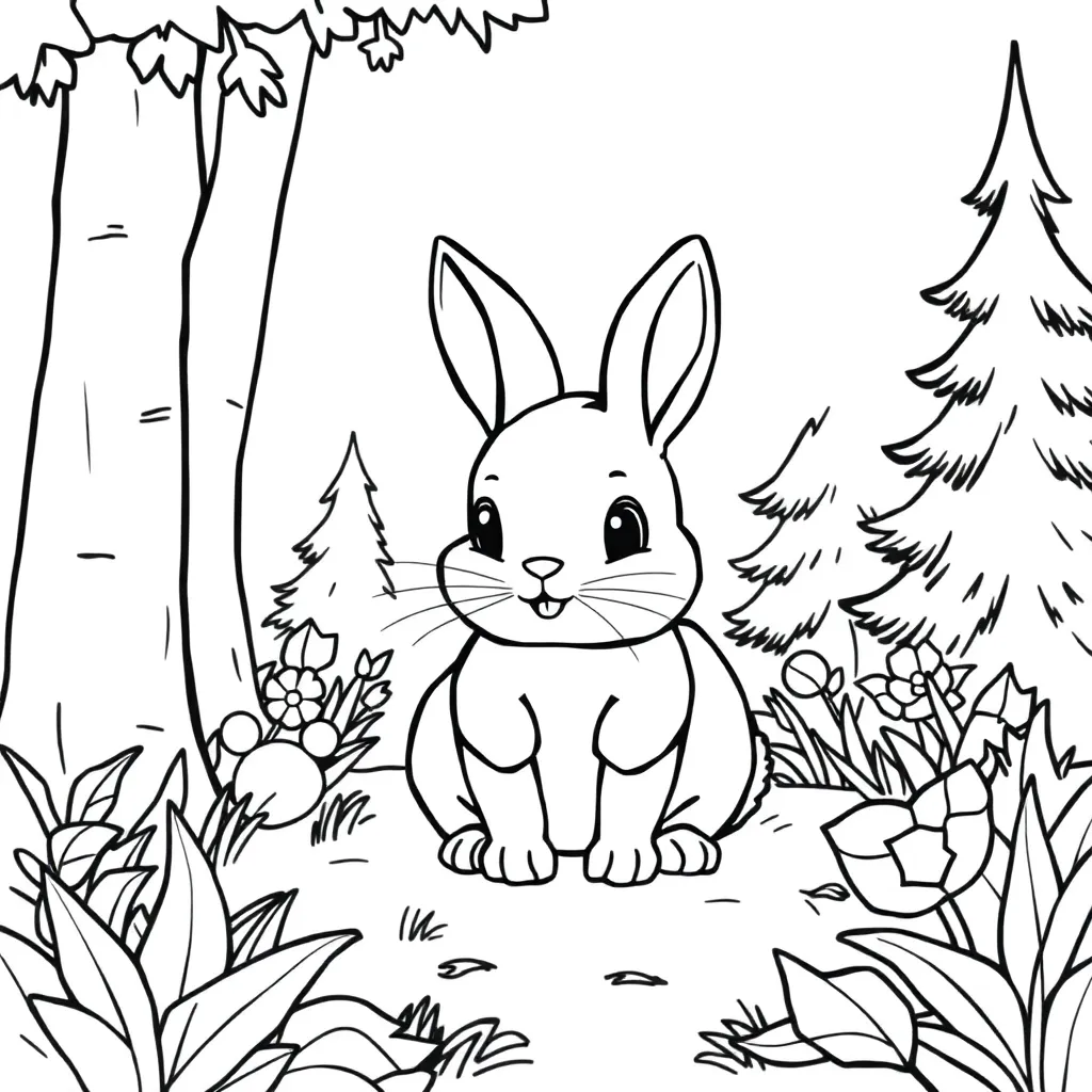 Konijn Natuur Schattig Zacht Boerderij coloring page for children