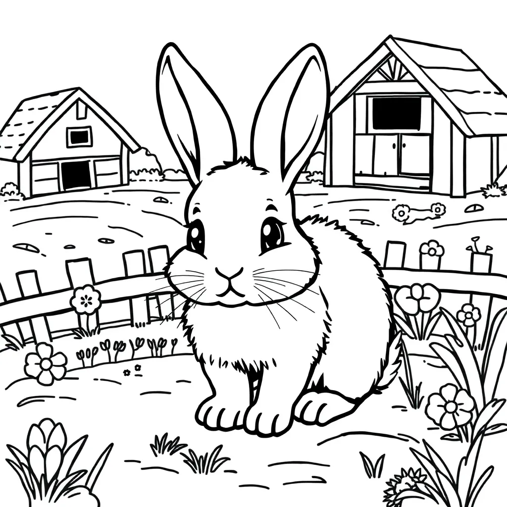 Konijn Natuur Schattig Zacht Boerderij coloring page for children