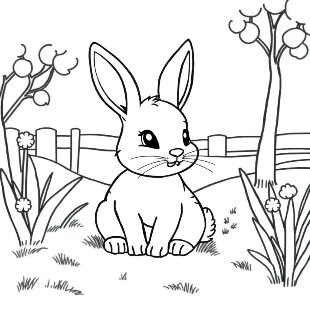 Konijn Natuur Schattig Zacht Dieren coloring page for children
