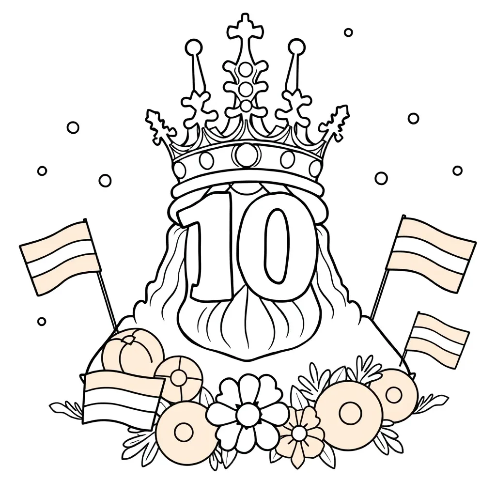 Koningsdag Oranje Feest Nederland Traditie coloring page for children