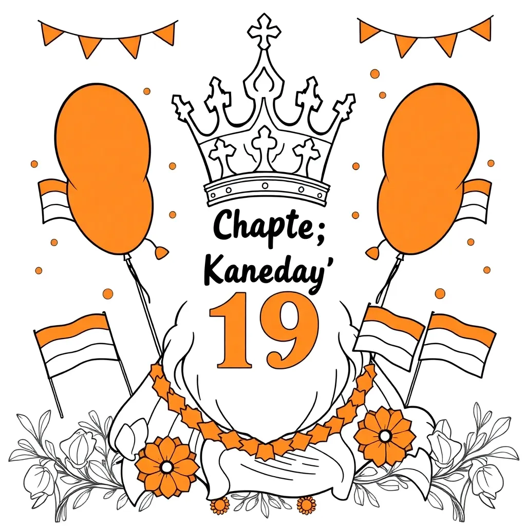 Koningsdag Oranje Feestelijk Nederland Traditie coloring page for children