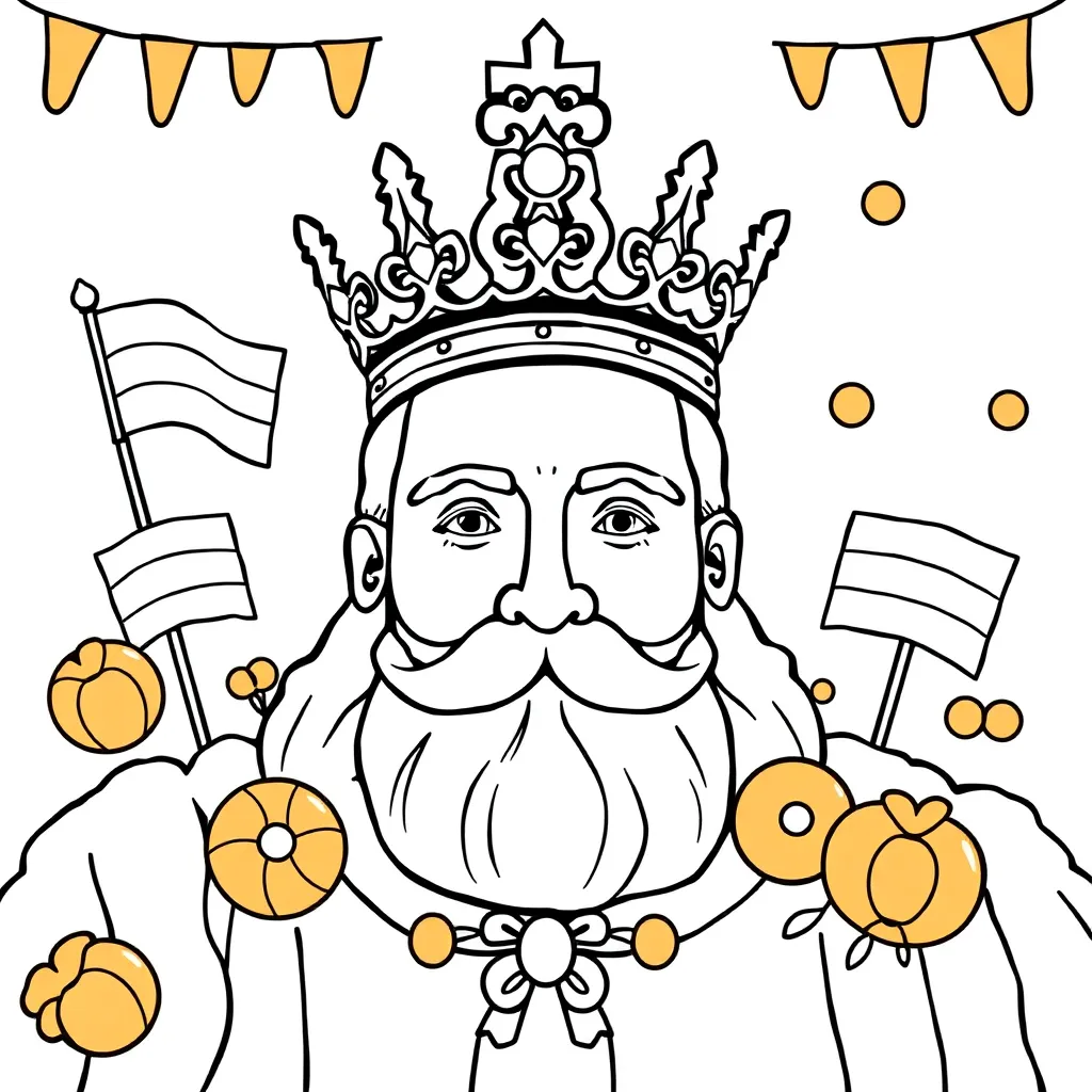 Koningsdag Oranje Feestelijk Nederland Vlag coloring page for children