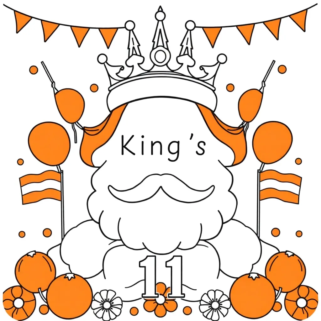 Koningsdag Oranje Vlag Nederland Feest coloring page for children
