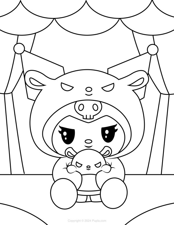 Kuromi And Baku coloring page for children