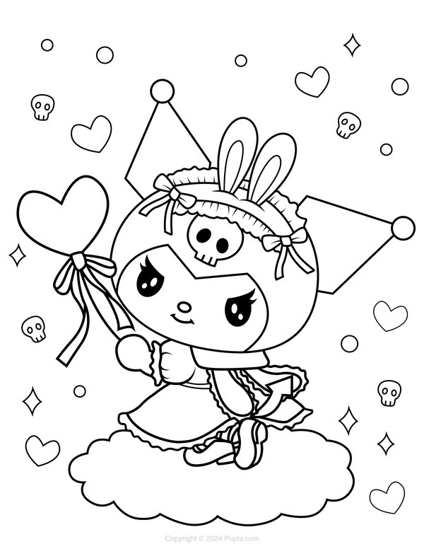 Kuromi Met Een Hart coloring page for children