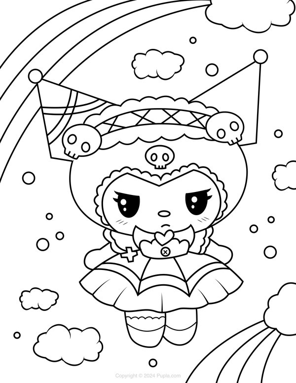 Kuromi Rainbows coloring page for children