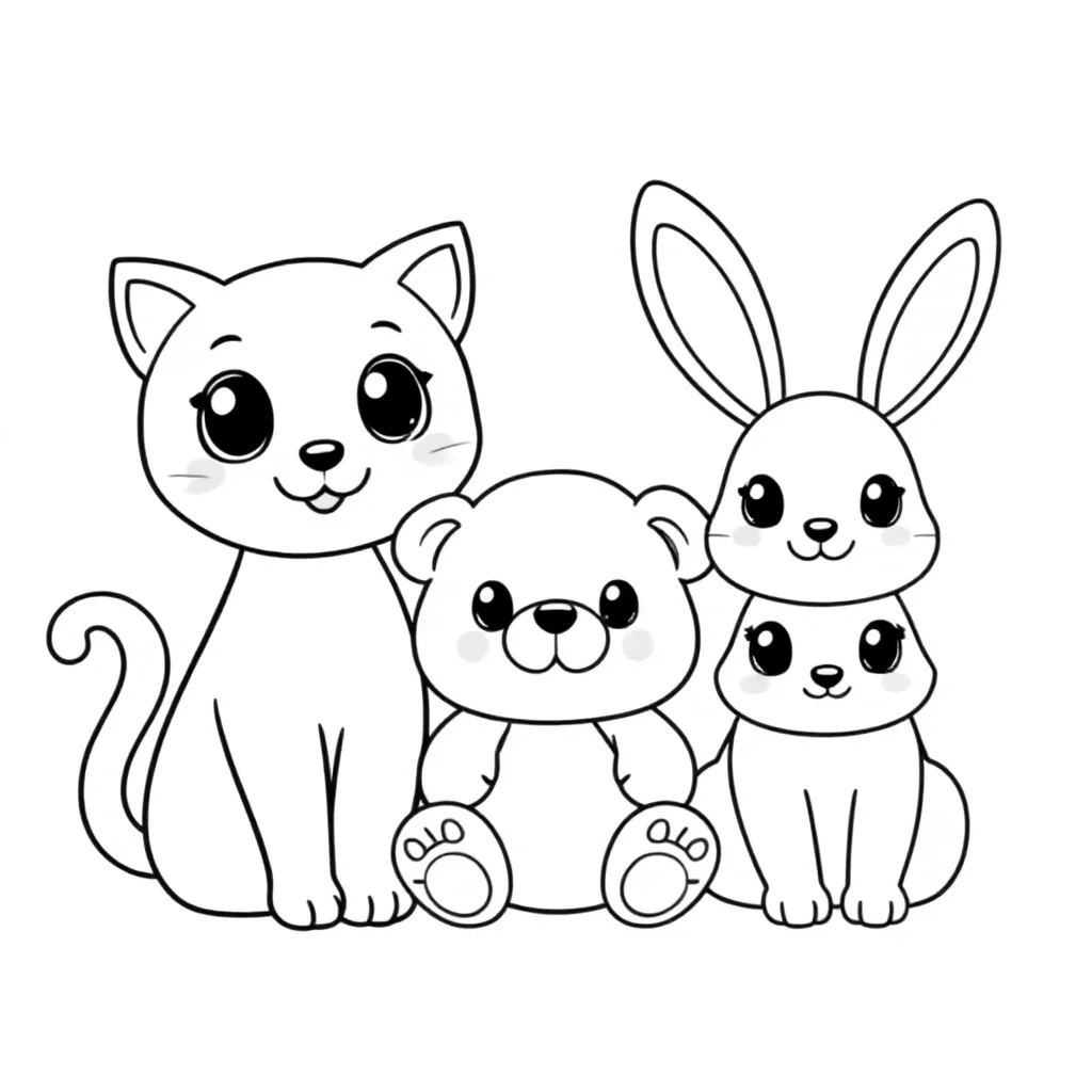 Kwaii coloring page for children