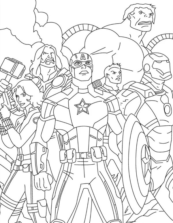 Coloring Page Avengers L'Equipe