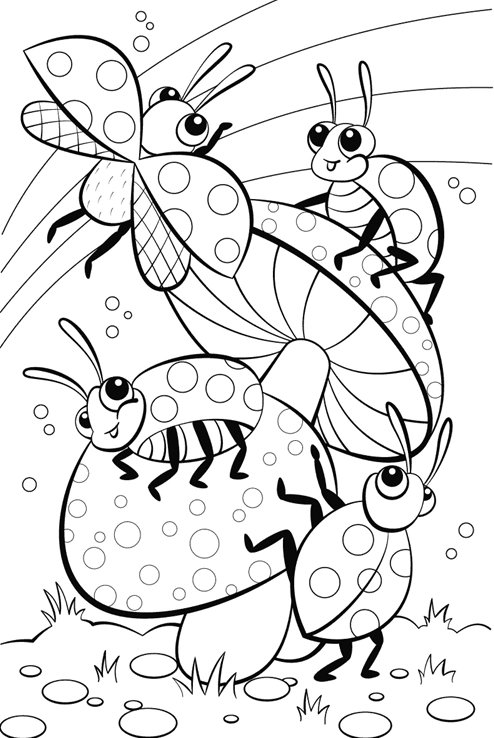 Ladybugs Together coloring page for children
