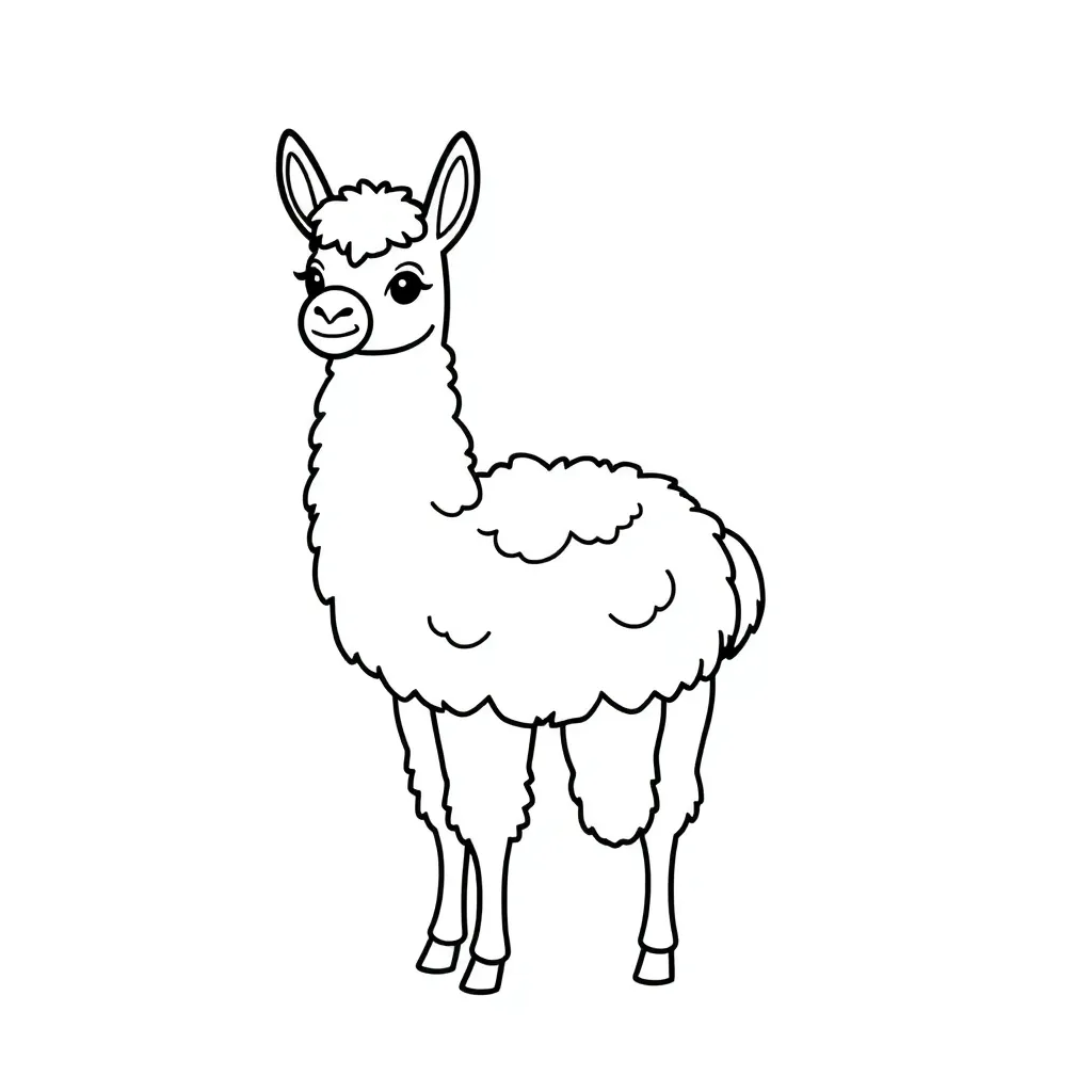Lama Cartoon Dier Grappig Schattig coloring page for children