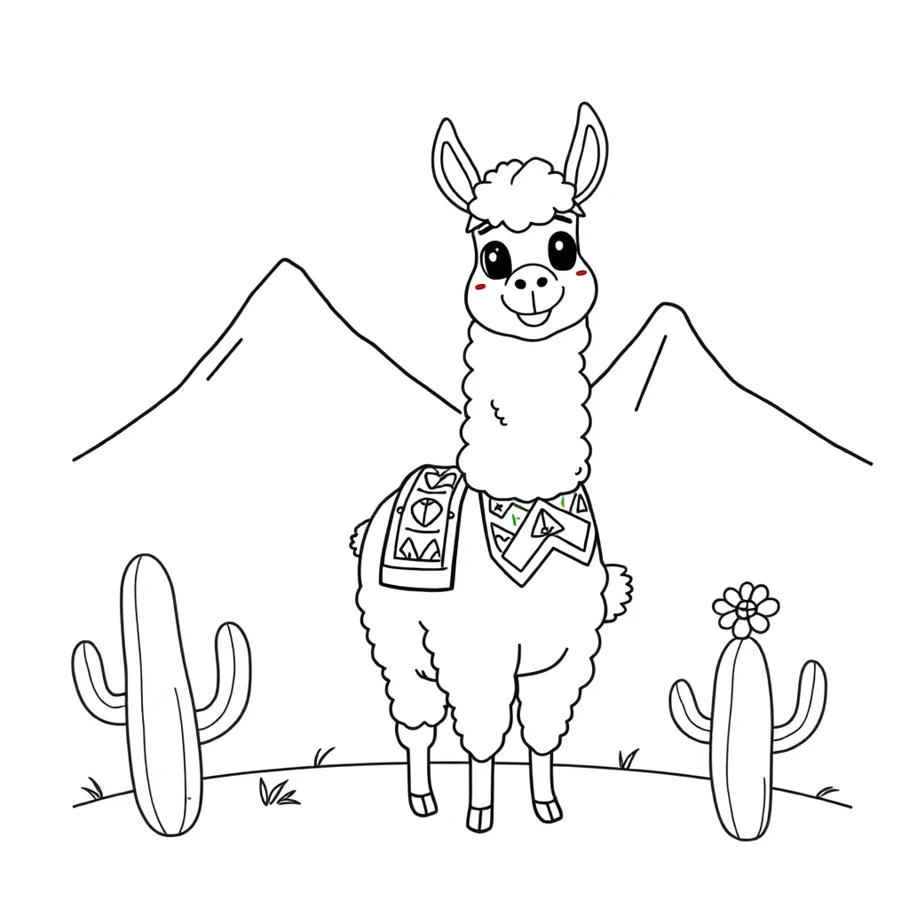 Lama Cartoon Dieren Grappig Vrolijk coloring page for children