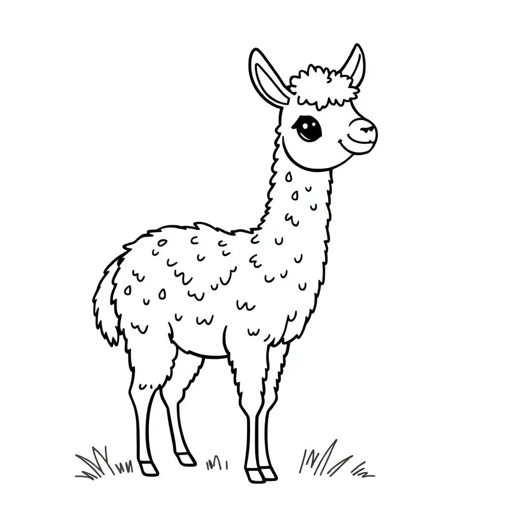 Lama Dier Schattig Zuid Amerika Natuur coloring page for children