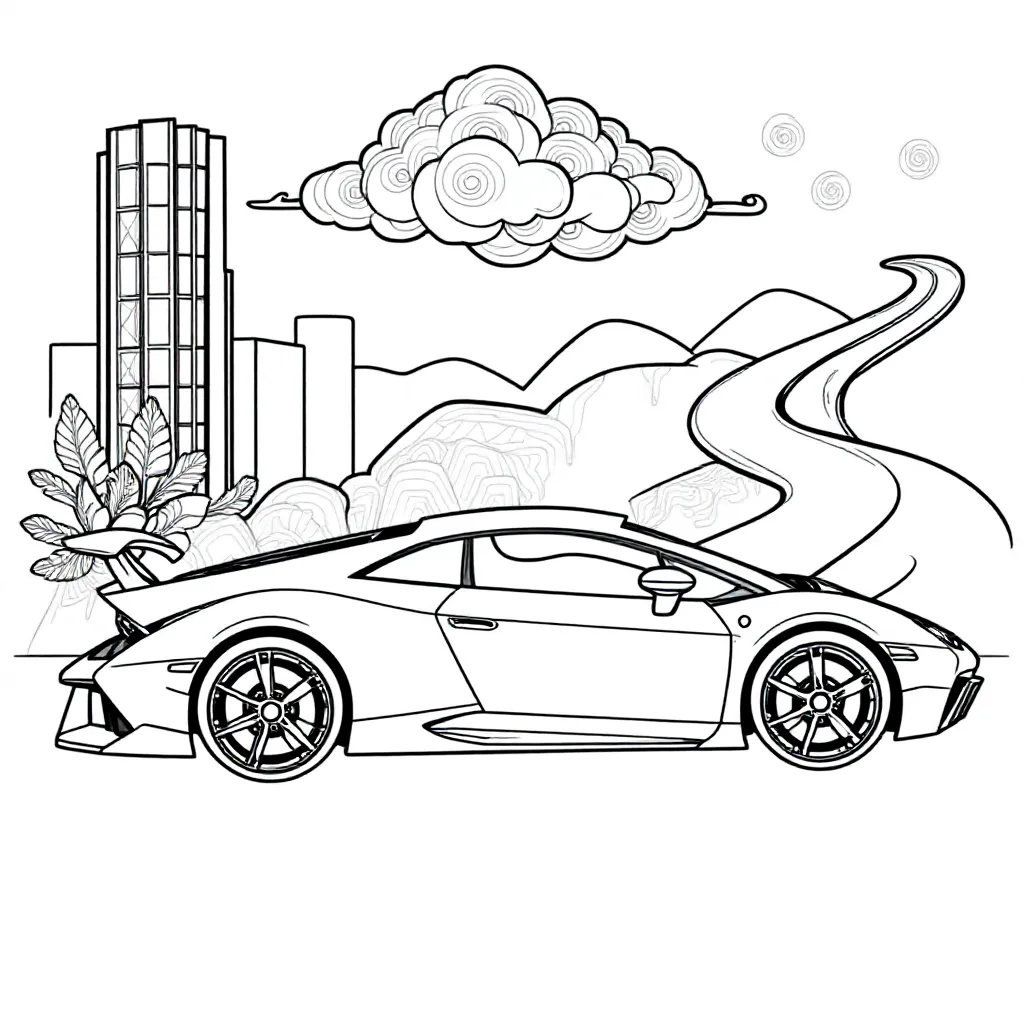 lamborgini met spoiler coloring page for children