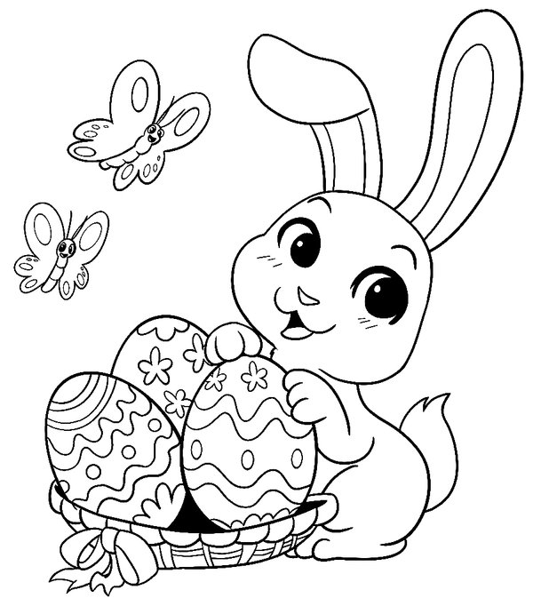 Lapin De Paques Avec Des Oeufs coloring page for children