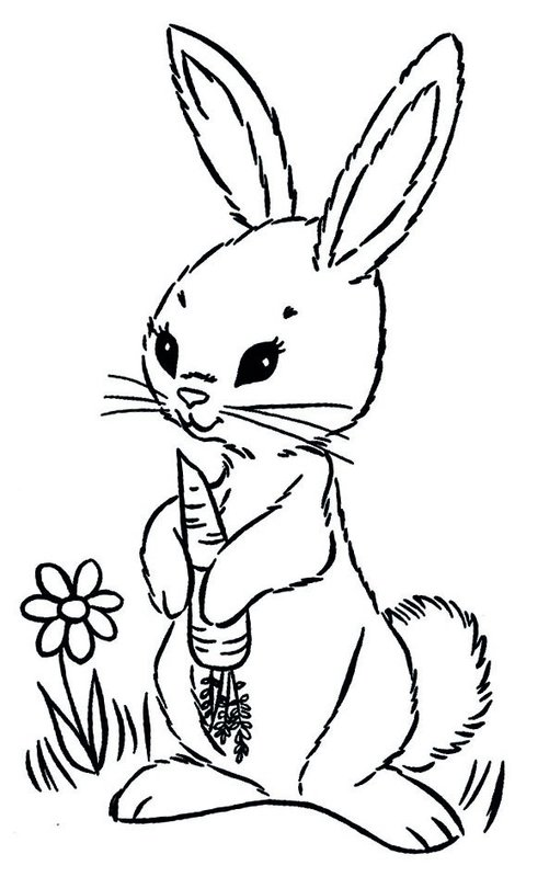 Lapin Femelle Tenant Une Carotte coloring page for children