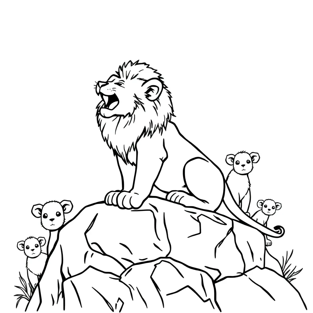 Leeuw Wild Savanne Natuur Roofdier coloring page for children