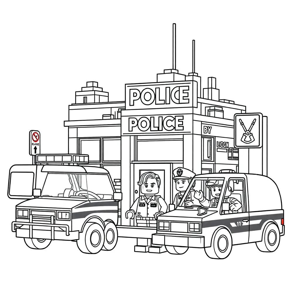 Lego City Politie Stedelijk Gedetailleerd coloring page for children