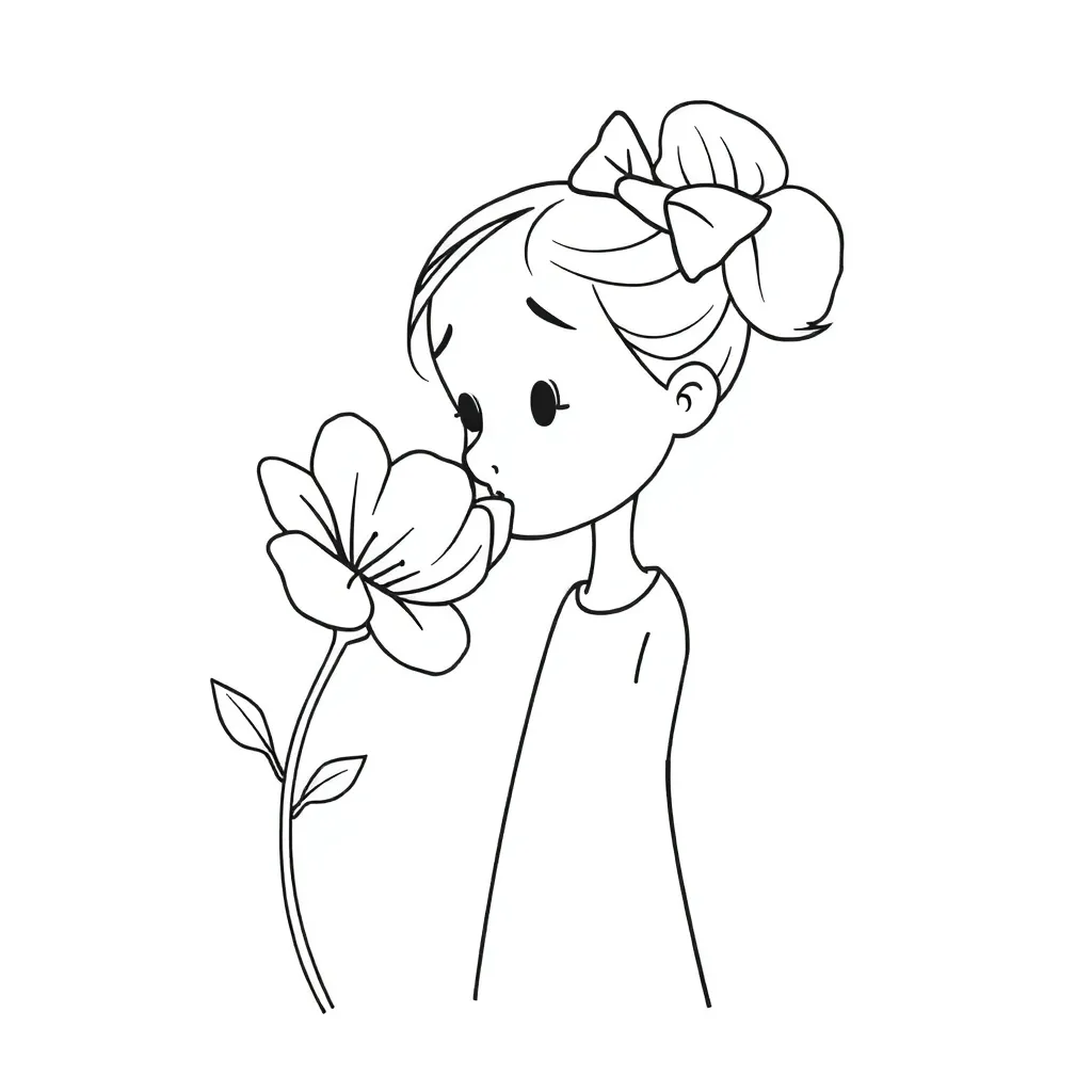 Lente Bloem Persoon Vrolijk Educatief coloring page for children