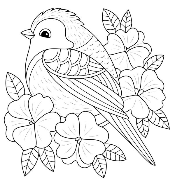 Lente Vogel coloring page for children