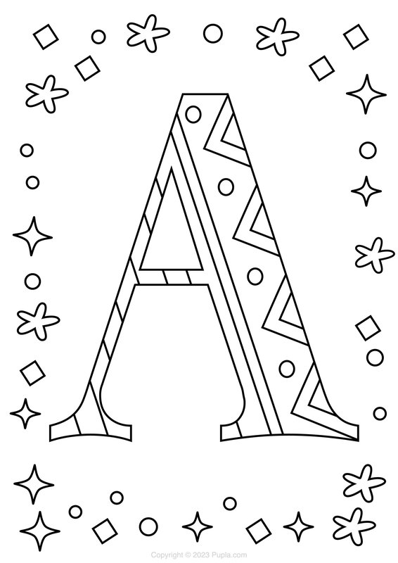 Letter A Met Een Patroon coloring page for children