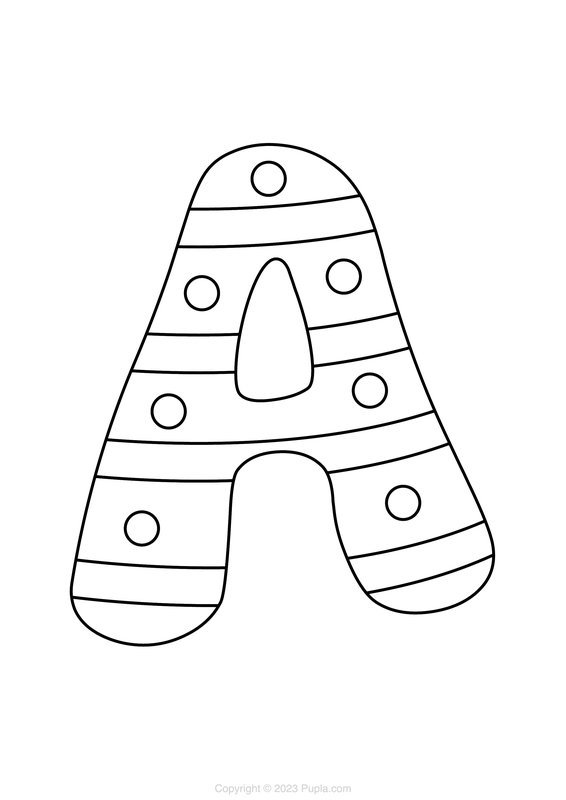 Letter A With Circles And Lines coloring page for children