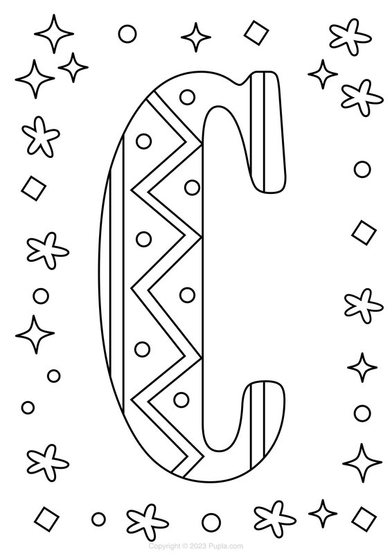 Letter C Met Een Patroon coloring page for children
