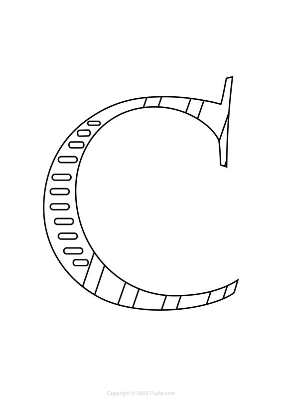 Letter C With Lines coloring page for children