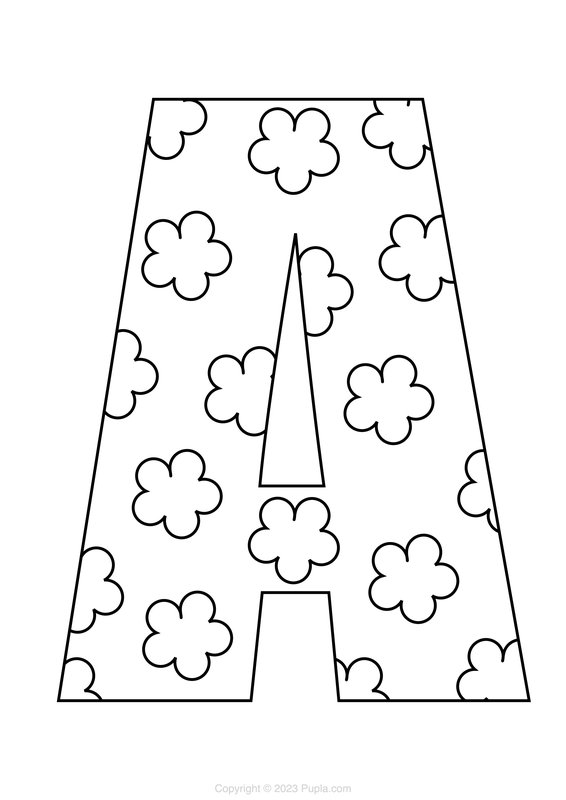 Lettre A Avec Nuages coloring page for children