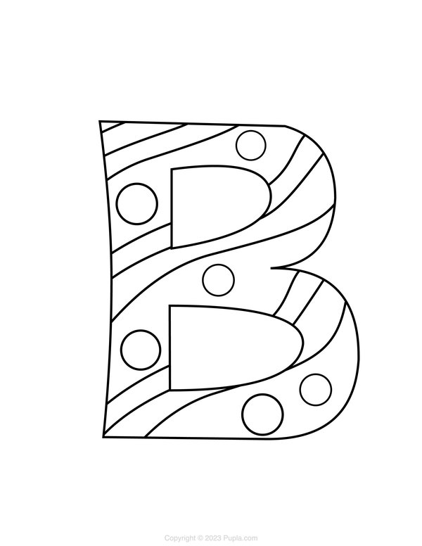 Feuille de coloriage Lettre B avec des cercles et des lignes