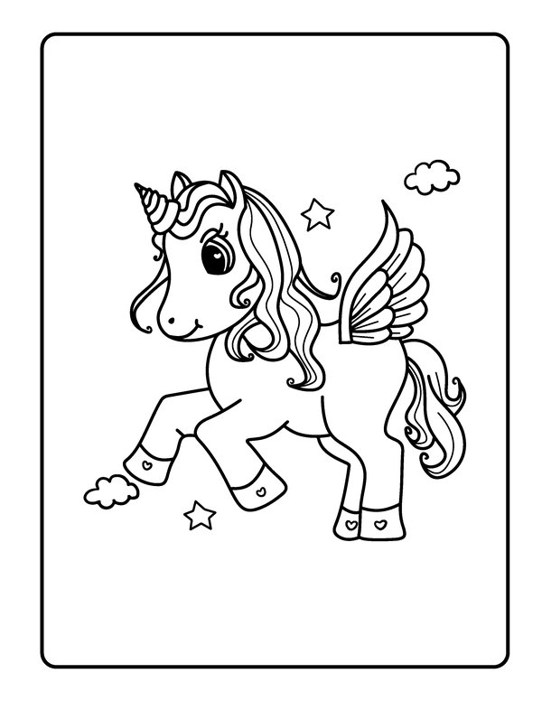 Licorne Marchant Sur Les Nuages coloring page for children