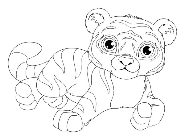 Feuille de coloriage Bébé Tigre Légende