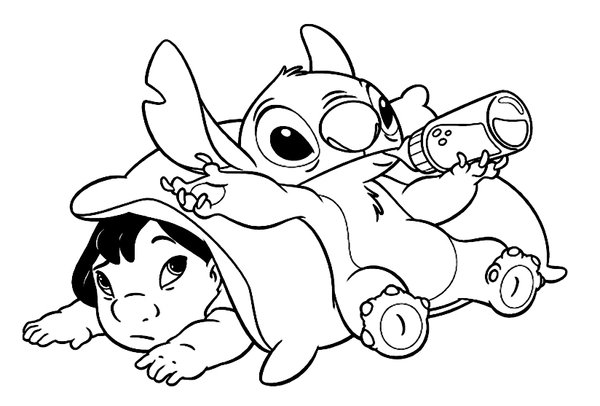 Lilo Stitch Drinken Fles coloring page for children