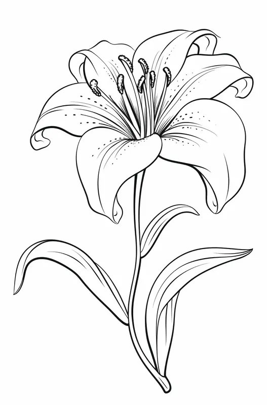 Lily Flower coloring page for children