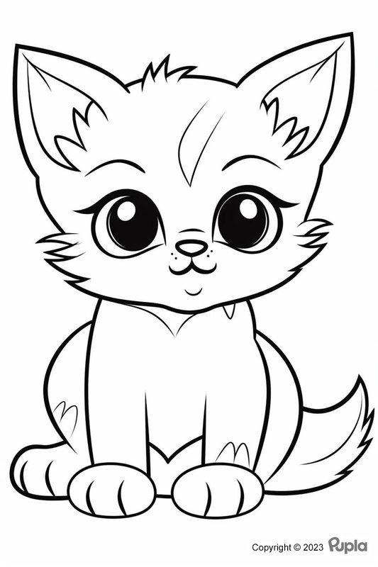 Lindo Gatito De Ojos Grandes coloring page for children