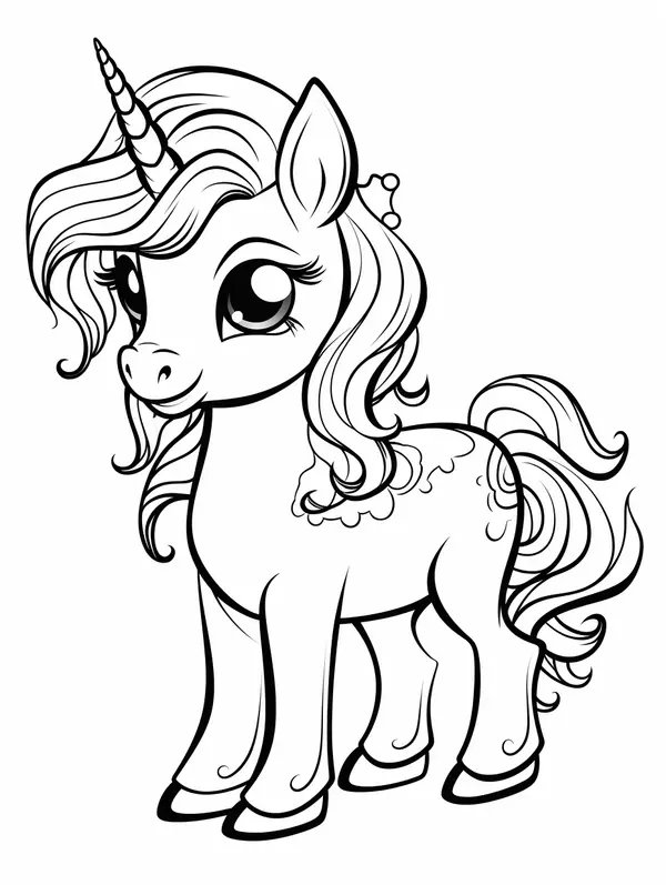Lindo Unicornio Con Hermosos Ojos coloring page for children