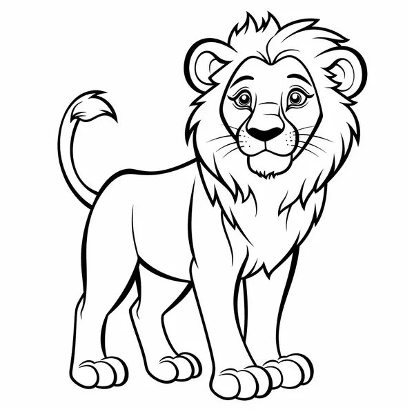 Lion Debout Et Fier coloring page for children