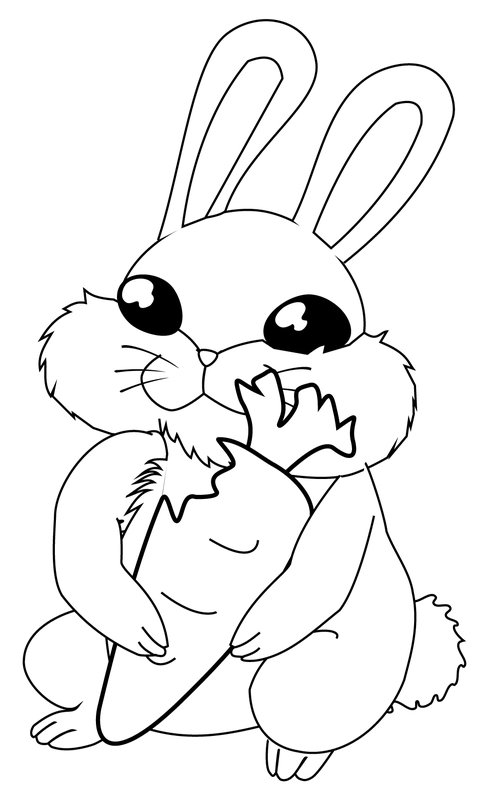 Little Bunny Holding Carrot coloring page for children