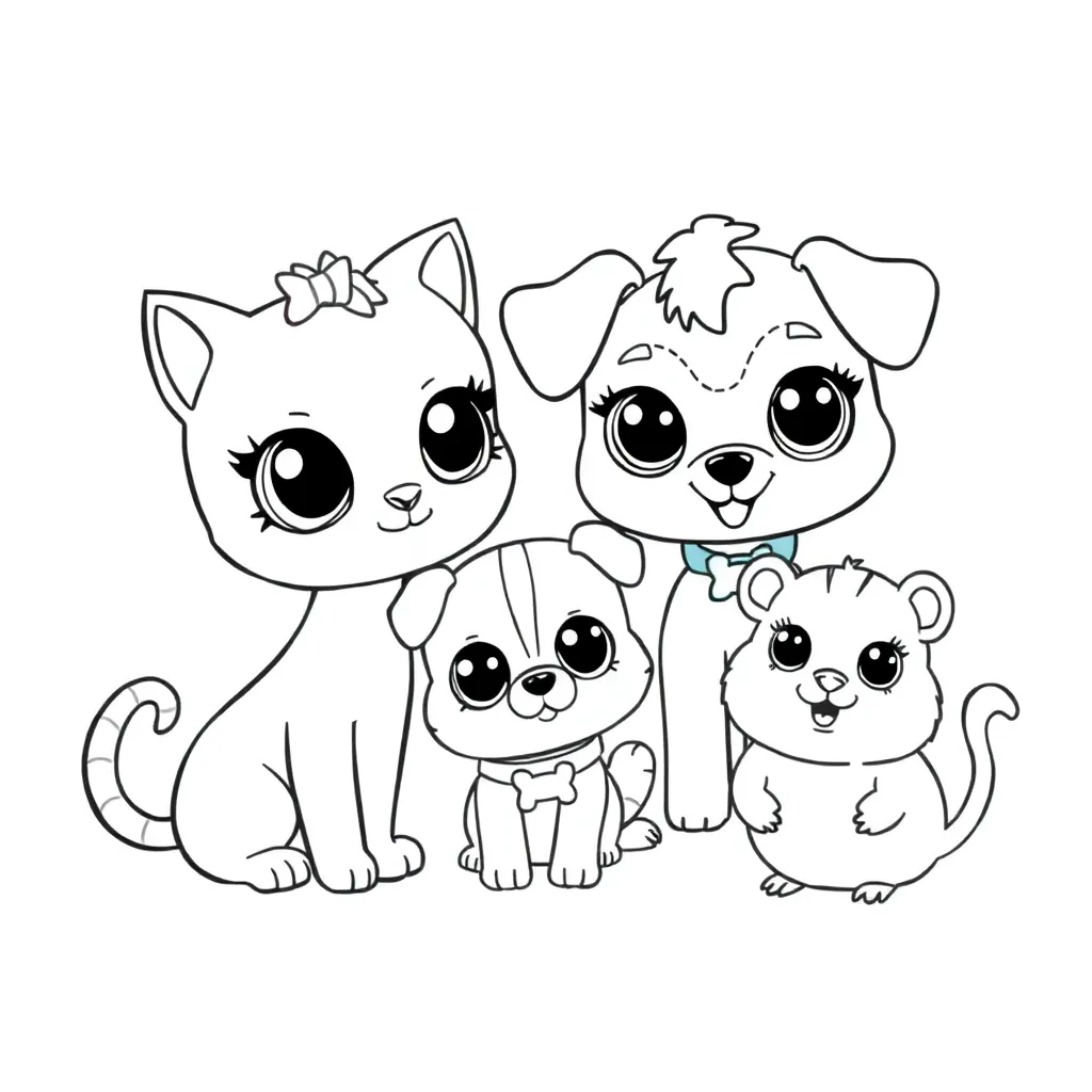 Littlest Pet Shop Dieren Schattig Cartoon Vrolijk coloring page for children