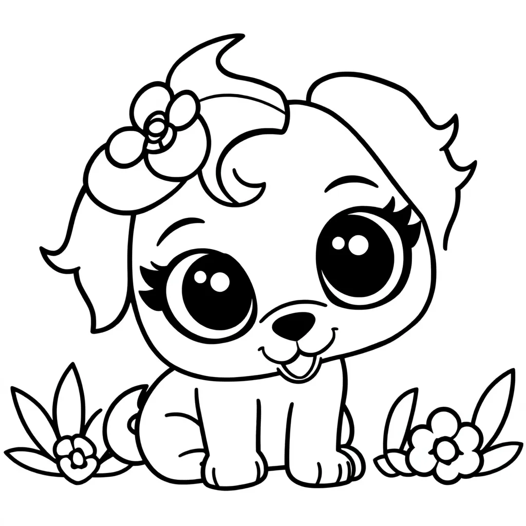 Plantilla de Coloreado Gratis Littlest Pet Shop Animales Tiernos Dibujos Animados Alegres