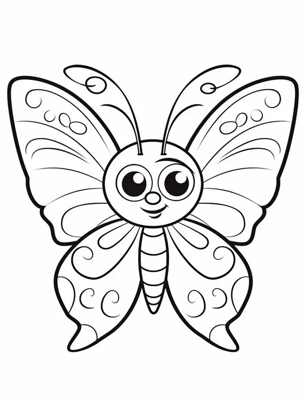 Lovely Butterfly With Big Eyes coloring page for children