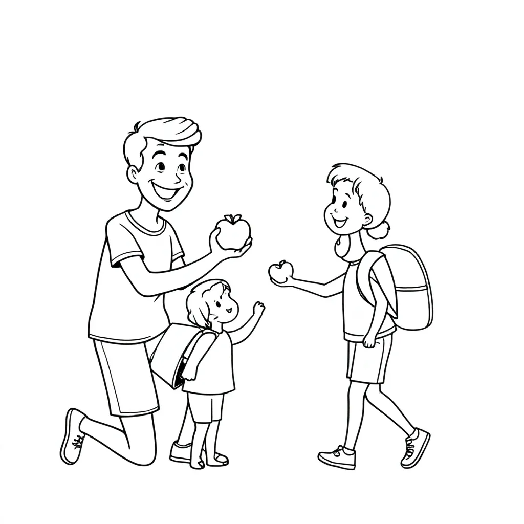 Maak Een Kleurplaat Van Kinderen En Ouders Die De Avond V... coloring page for children