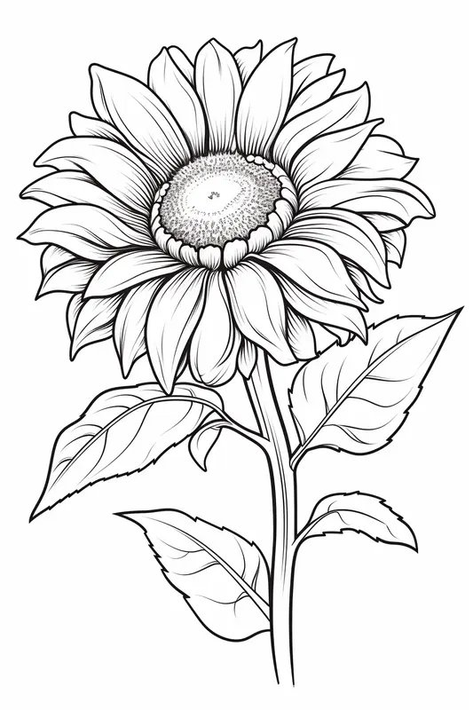 Magnifique Tournesol Realiste coloring page for children