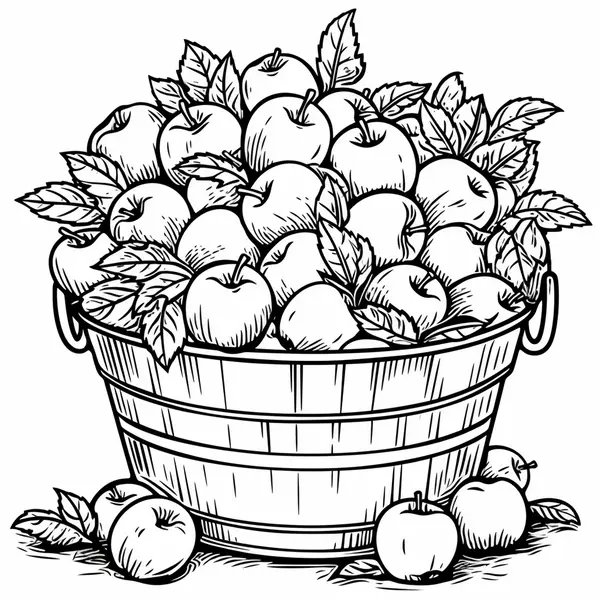 Mand vol Appels coloring page for children