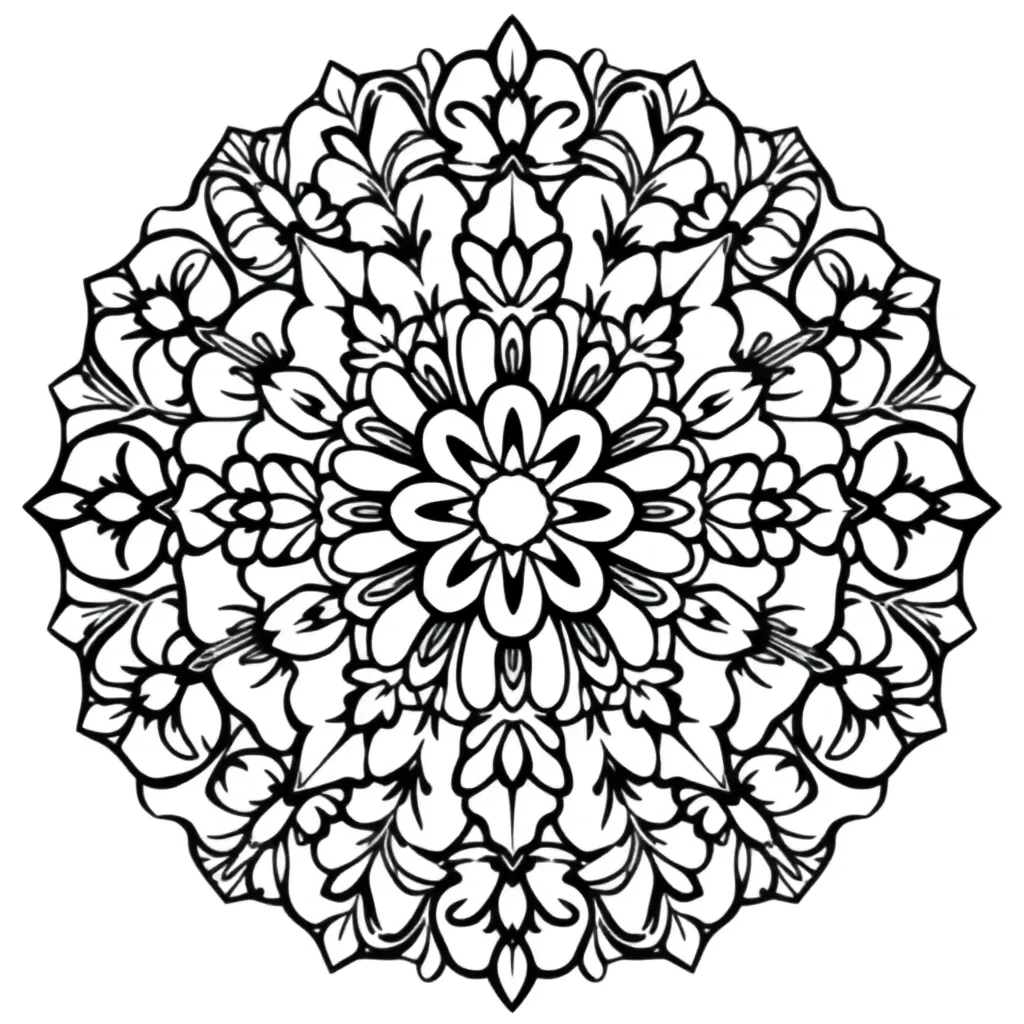 Mandala Bloemen Meditatief Rustgevend Aziatisch coloring page for children