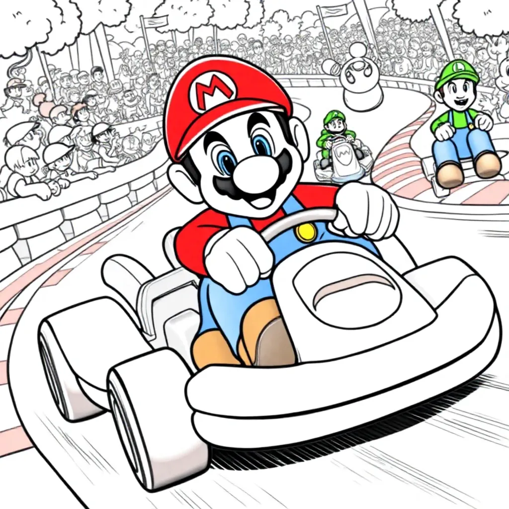 Mario Kart coloring page for children