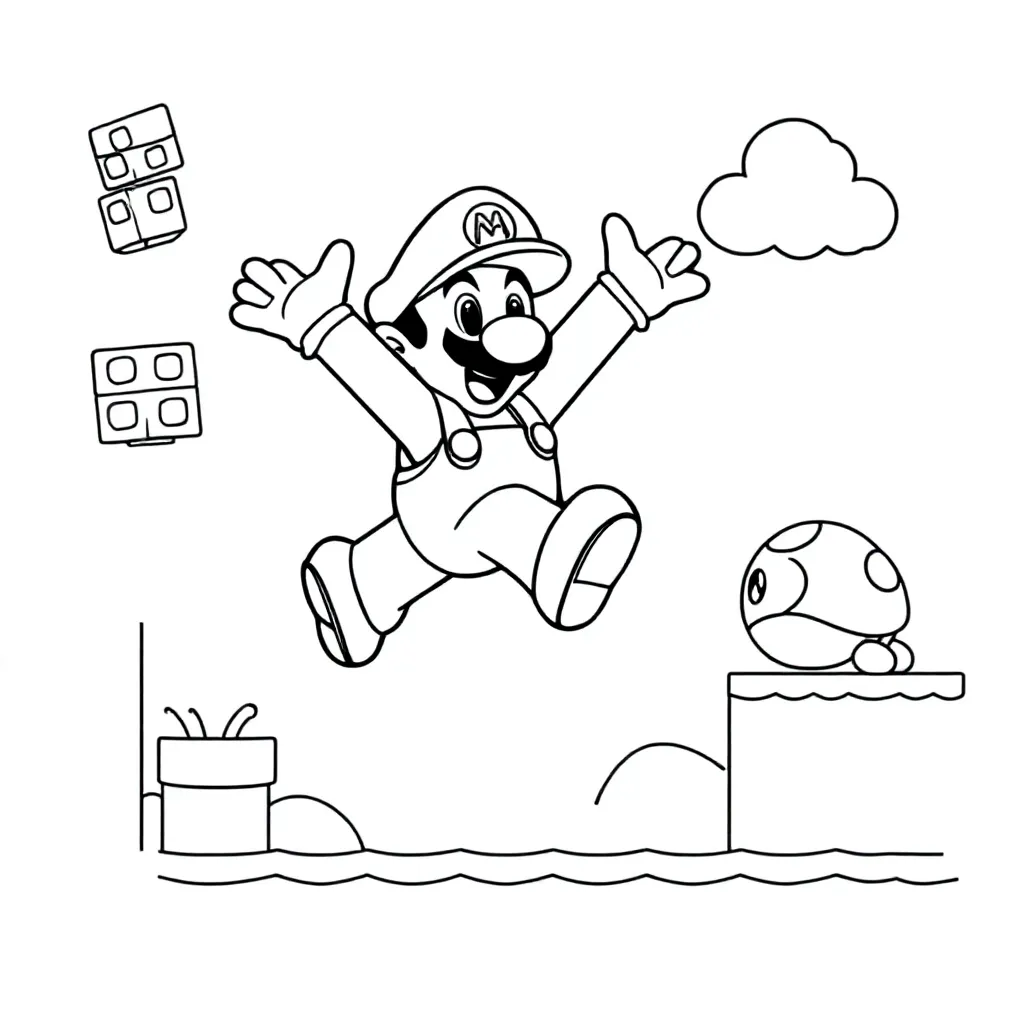 Mario coloring page for children