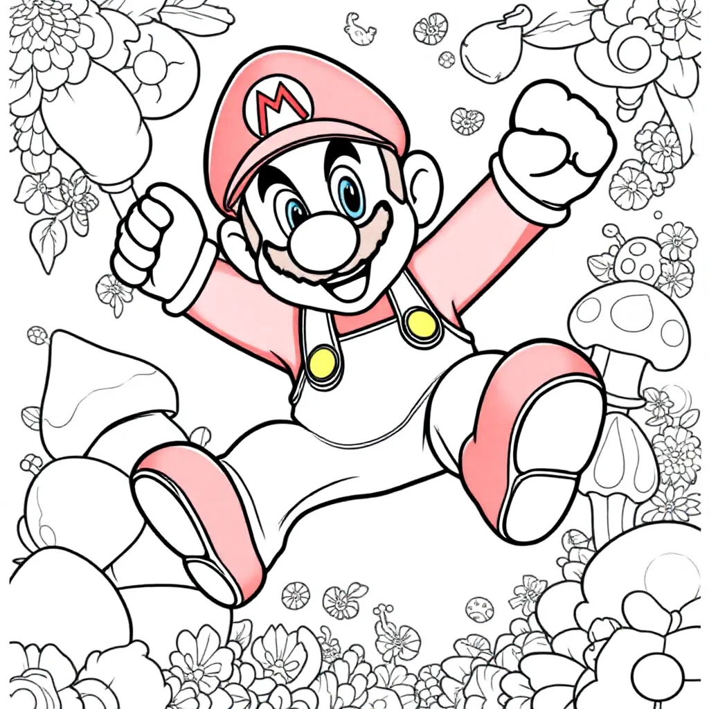 Mario coloring page for children