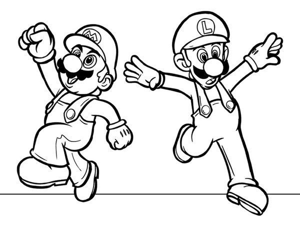 Mario Luigi coloring page for children