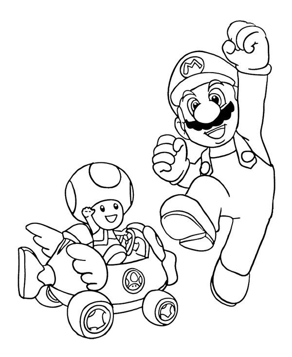 Mario Toad coloring page for children
